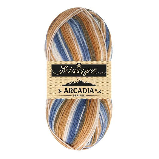 Arcadia Striped /Scheepjes/ 4-diegu 100g #910 "Koksne"