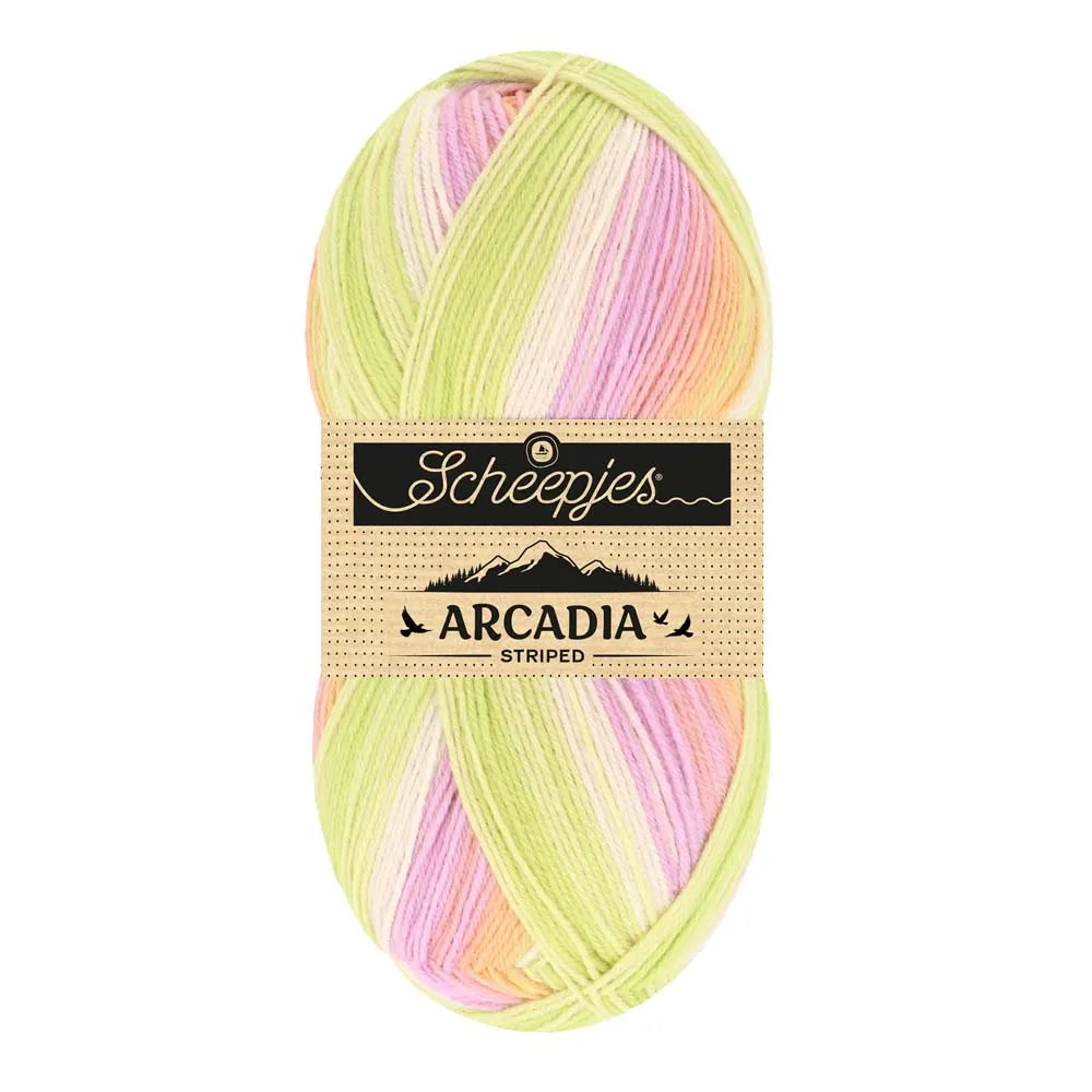 Arcadia Striped /Scheepjes/ 4-ply sock yarn 100g #918 "Lotus"