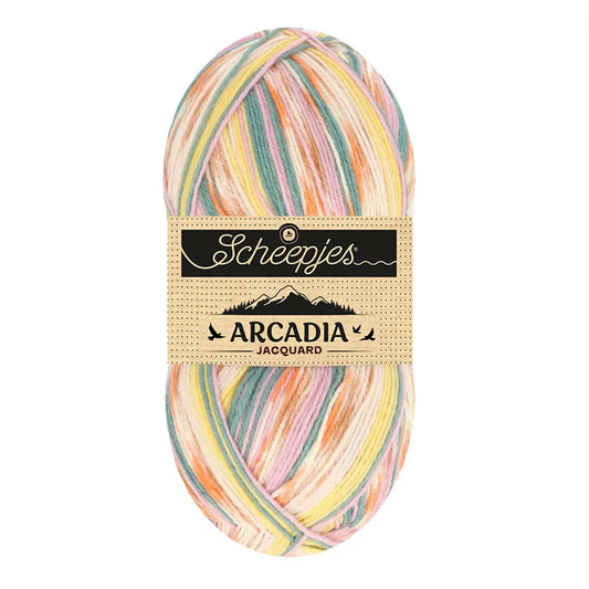 Arcadia Jacquard /Scheepjes/ 4-diegu zeķu dzija 100g #1001 "Dadžu Pūkas"