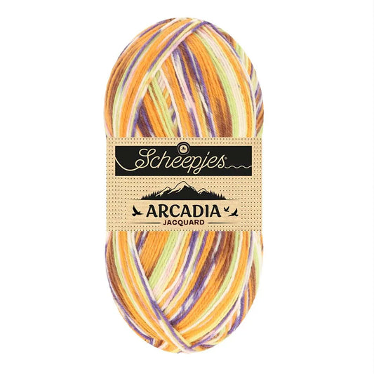 Arcadia Jacquard /Scheepjes/ 4-diegu zeķu dzija 100g #1004 "Dzintara Lapa"