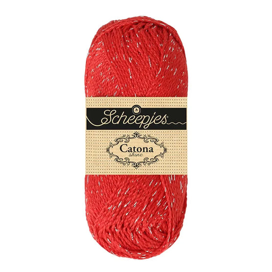 Catona Shine /Scheepjes/ 50g #115 "Spilgti sarkans-sudrabs"