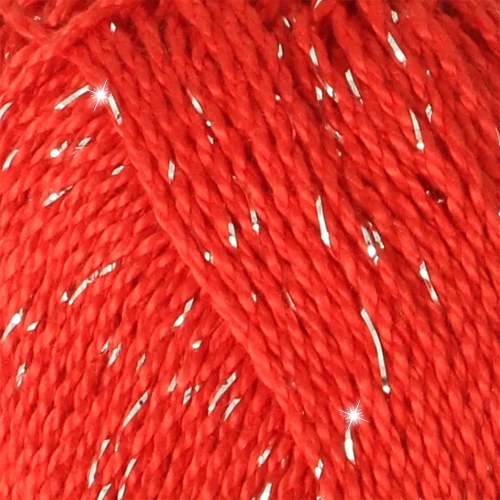 Catona Shine /Scheepjes/ 50g #115 "Spilgti sarkans-sudrabs"