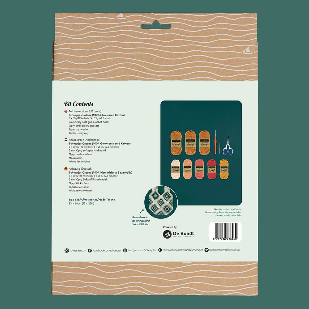 Scheepjes Beginner crochet kit Granny Square Bag gold / somas tamborēšanas komplekts, ENG