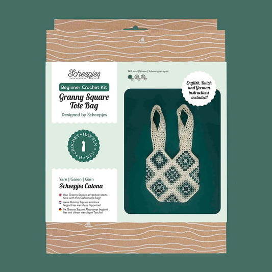 Scheepjes Beginner crochet kit Granny Square Bag blue / somas tamborēšanas komplekts, ENG