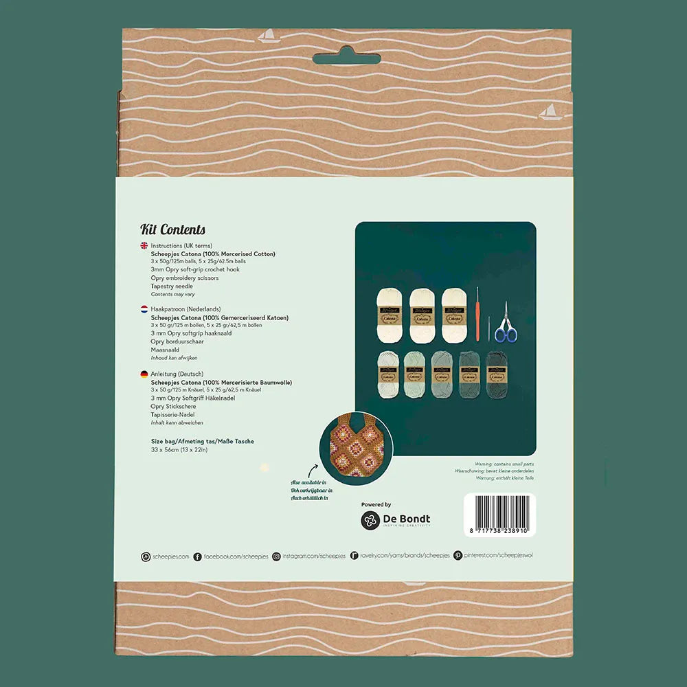 Scheepjes Beginner crochet kit Granny Square Bag blue / somas tamborēšanas komplekts, ENG