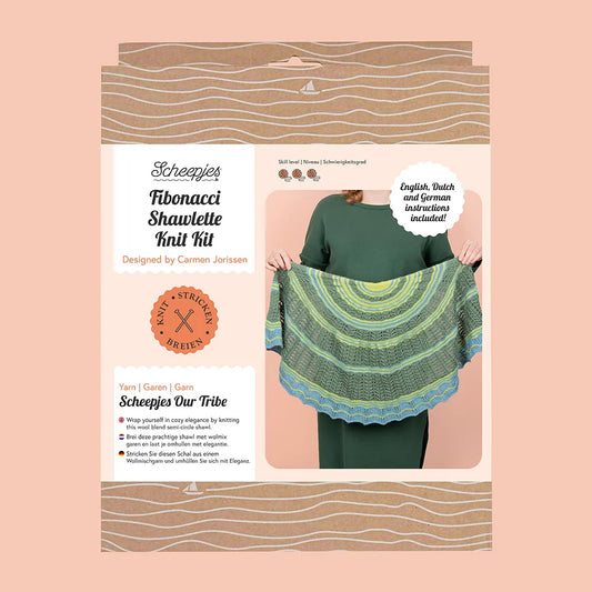 Scheepjes Fibonacci Shawlette Knit kit / Šalles lakata adīšanas komplekts, ENG