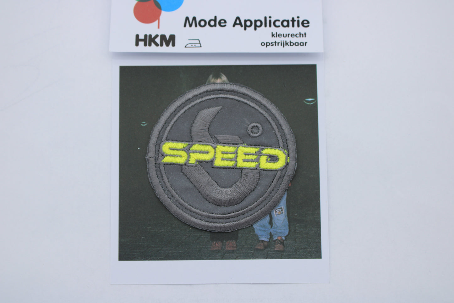 Piegludināms atstarojošs ielāps SPEED pelēks-dzeltens Ø6.4cm /HKM