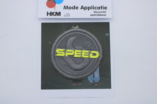 Piegludināms atstarojošs ielāps SPEED pelēks-dzeltens Ø6.4cm /HKM