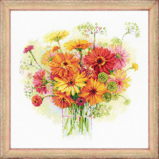 Akvareļu Gerberas - izšūšanas komplekts /RIOLIS/ 30 x 30 cm