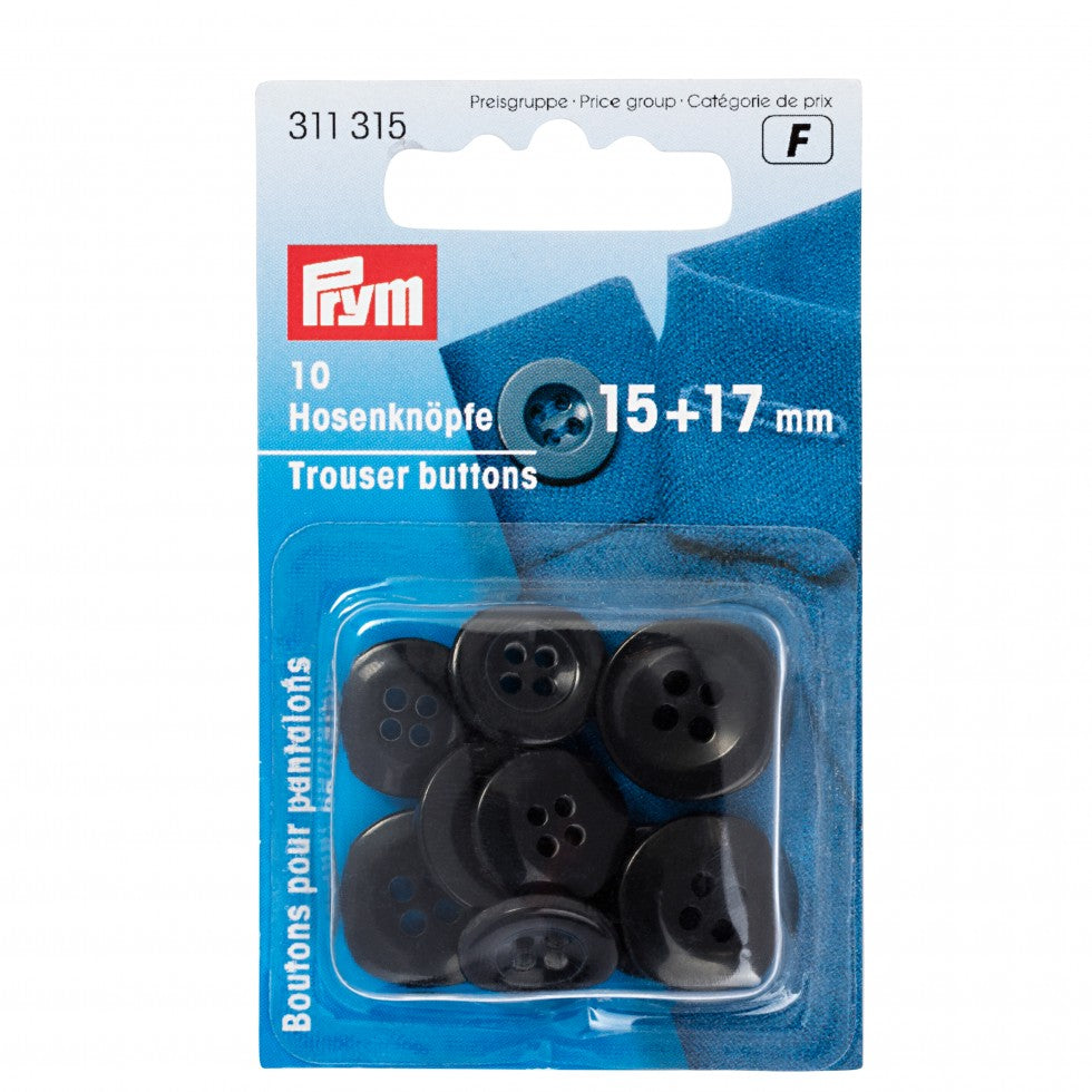 Pogas, melnas un pelēkas, Ø15+17 mm/ Prym