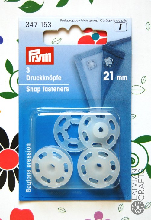 Plastmasas spiedpogas Ø21 mm - 3 gab
