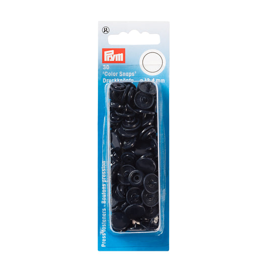 Plastmasas spiedpogas - Apaļas - Flotes zils - Ø12.4 mm - 30 gab