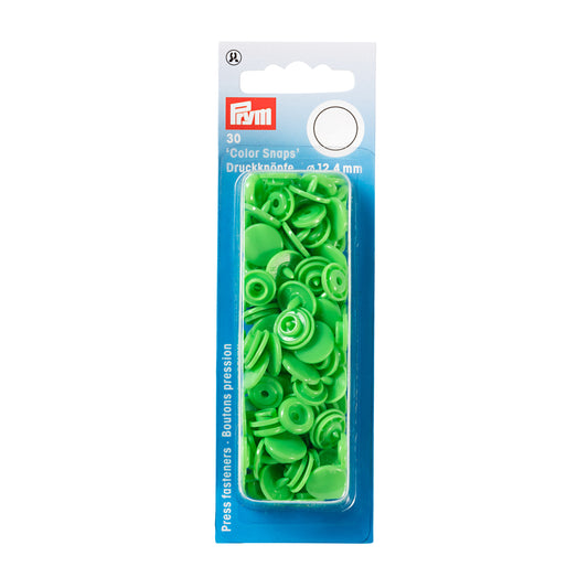 Plastmasas spiedpogas - Apaļas - Gaiši zaļš - Ø12.4 mm - 30 gab