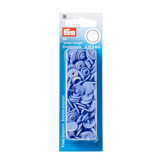 Plastmasas spiedpogas - Apaļas - Lavandas - Ø12.4 mm - 30 gab