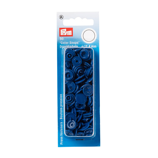Plastmasas spiedpogas - Apaļas - Zils - Ø12.4 mm - 30 gab