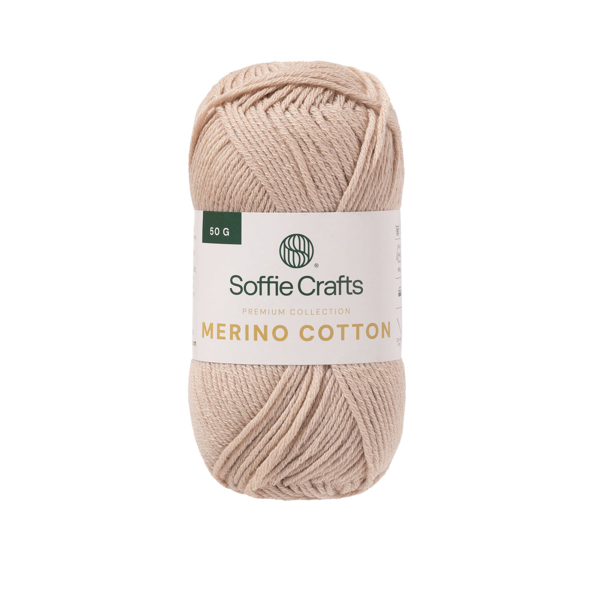 Merino Cotton /Soffie Crafts Premium Collection/ 50g #00102 "Bēšs"