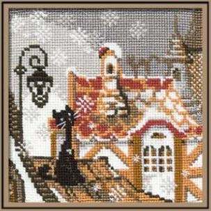 Pilsēta un kaķi "Ziema" - izšūšanas komplekts /RIOLIS/ 13 x 13 cm