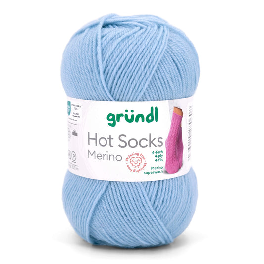 Hot Socks Merino /Gründl/ 4-diegu zeķu dzija 50g #04 "Gaiši Zils"