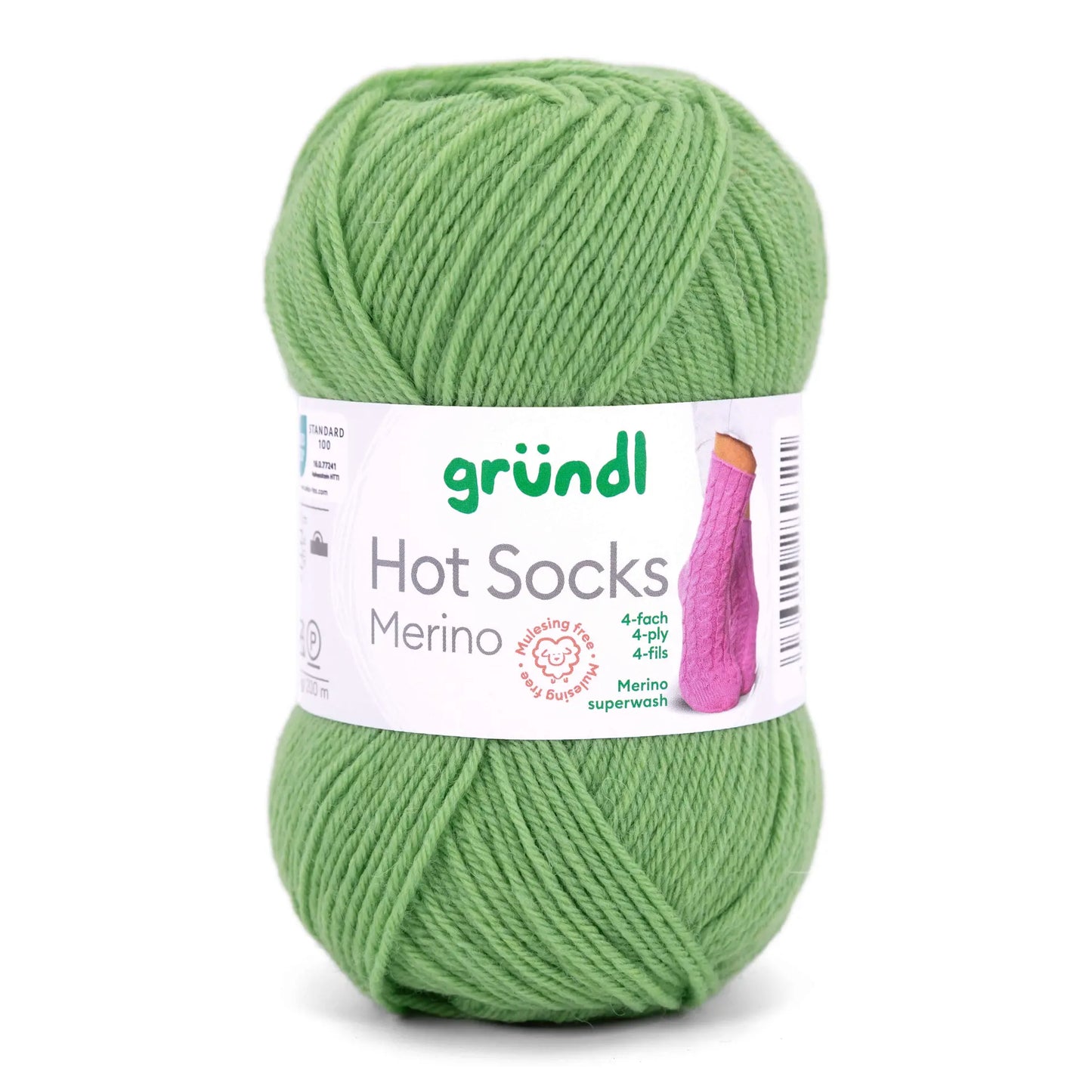 Hot Socks Merino /Gründl/ 4-diegu zeķu dzija 50g #08 "Zaļš"