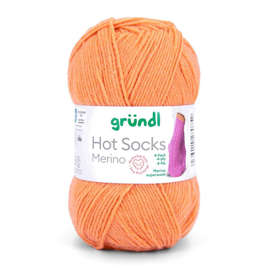 Hot Socks Merino /Gründl/ 4-diegu zeķu dzija 50g #09 "Oranža"