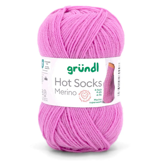 Hot Socks Merino /Gründl/ 4-diegu zeķu dzija 50g #17 "Ļoti rozā"