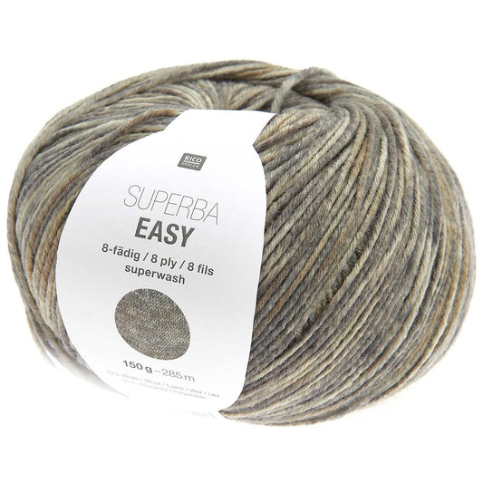 SUPERBA Easy /Rico Design/ 8-diegu zeķu dzija 150g #001 "Oļi"