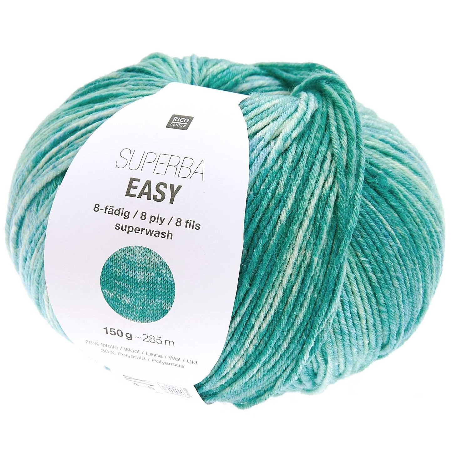 SUPERBA Easy /Rico Design/ 8-diegu zeķu dzija 150g #007 "Ūdens"