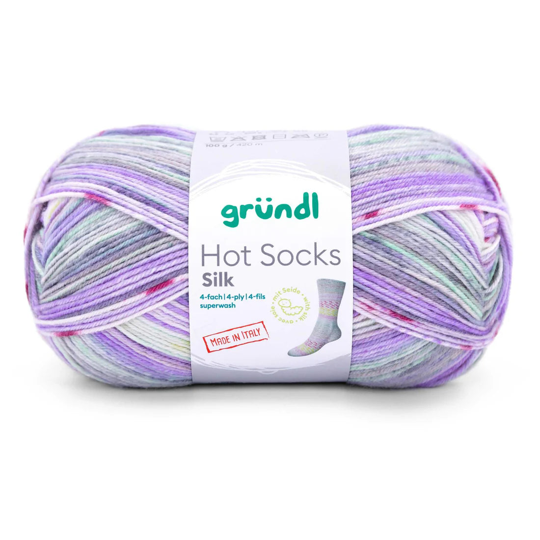 Hot Socks SILK /Gründl/ 4-diegu zeķu dzija 100g #01