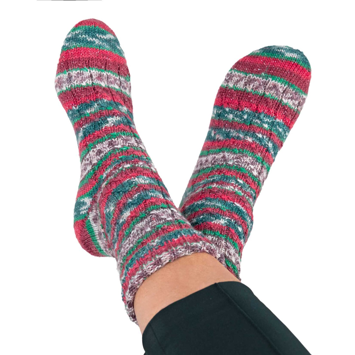 Hot Socks XMAS glitter /Gründl/ 4-diegu zeķu dzija 100g #XMAS-1 ar sudraba diegu