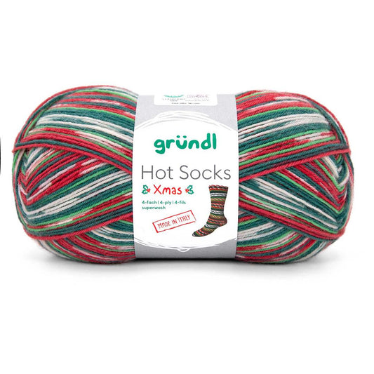 Hot Socks XMAS print /Gründl/ 4-diegu zeķu dzija 100g #01 "Ziemassvētki"