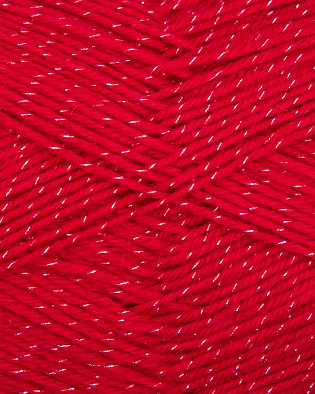 Hot Socks XMAS UNI /Gründl/ 4-diegu zeķu dzija ar spīdumu 100g #02 "Sarkans"