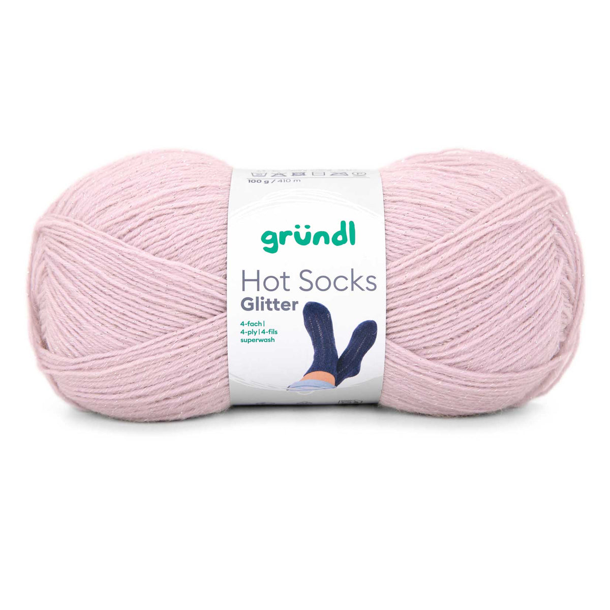 Hot Socks Glitter /Gründl/ 4-diegu zeķu dzija ar spīdumu 100g #03 "Rožlapiņas"