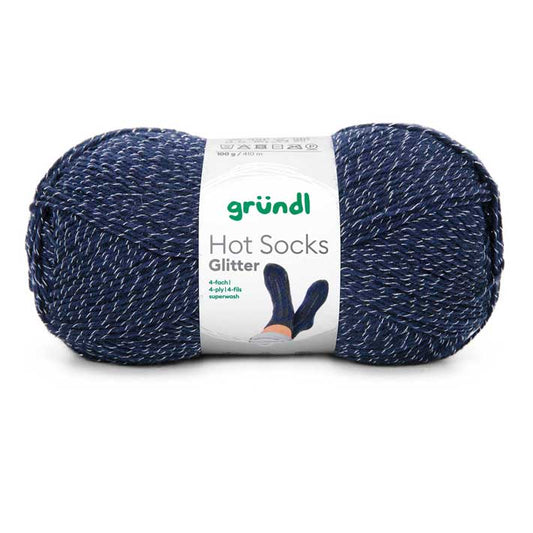 Hot Socks Glitter /Gründl/ 4-diegu zeķu dzija ar spīdumu 100g #09 "Flotes zils"
