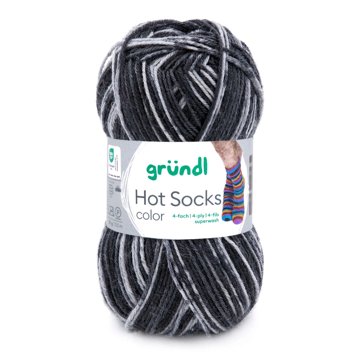 Hot Socks COLOR Gründl 4-diegu zeķu dzija 50g #416 "Skaisto akmeņu krāsa"