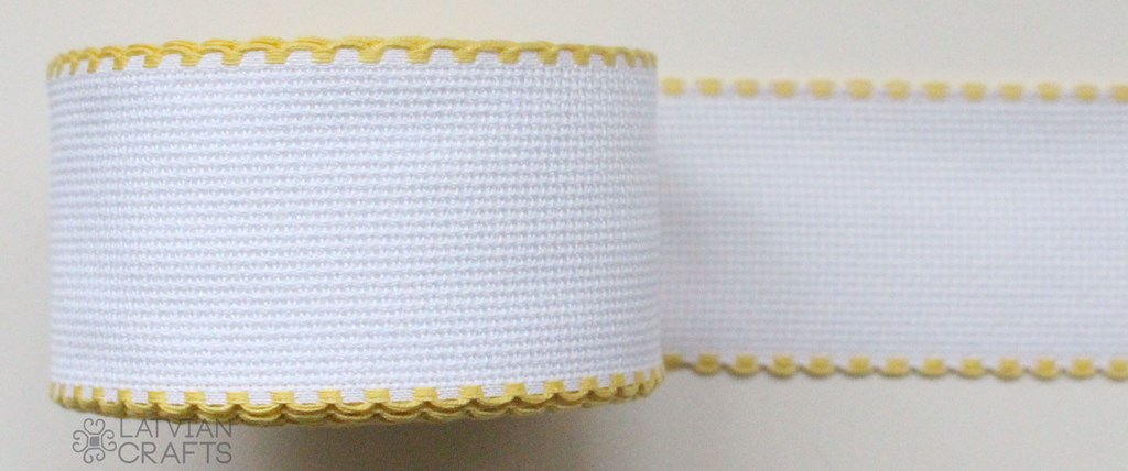 Aida tape for embroidery 14ct /Zweigart/ "White + Yellow", width 5 cm