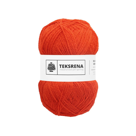 TEKSRENA 100% vilna NM 7/2 100g #108 "Spilgti oranžs" / 10 gab. iepakojums