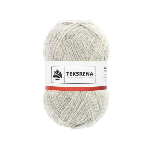 TEKSRENA 100% vilna NM 7/2 100g #202 "Gaiši pelēks merserizēts" / 10 gab. iepakojums