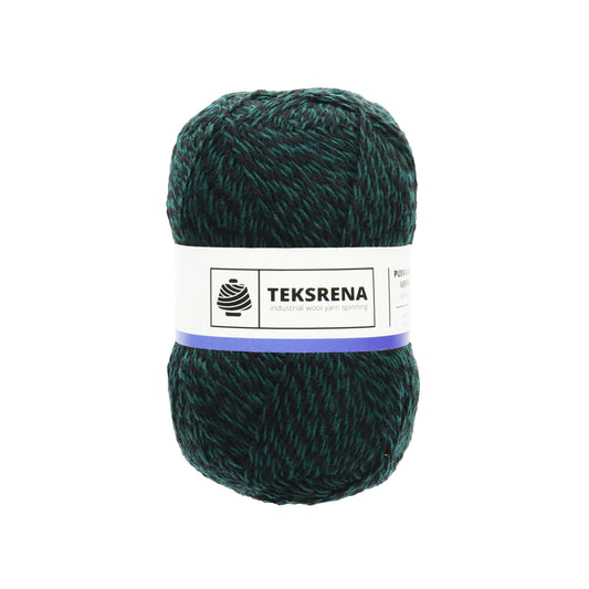 Nm 7/2 vilna/poliesters 80%/20% /Teksrena/ #870 "Zaļš ar melnu"