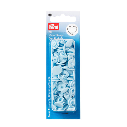 Plastmasas spiedpogas - Sirsniņas - Gaiši zilas ~12mm, 30 gab