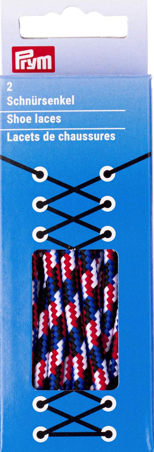 Apavu šņores aktivitātēm ārā, apaļas, 5mm x 150cm, zils/ sarkans/balts
