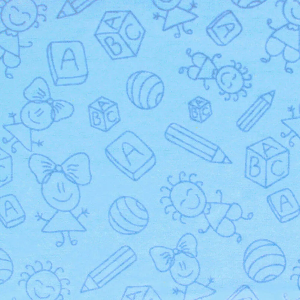 Kokvilnas flaneļa audums "Lelles" zils /Tissu de Marie/ platums 1.15m