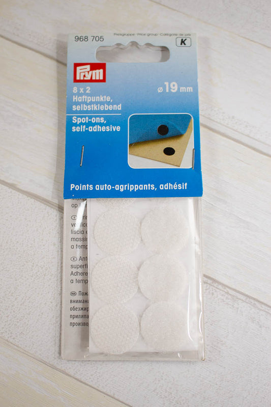 Velkro uzlīmes, baltas/Ø 19mm/8 pāri/ PRYM