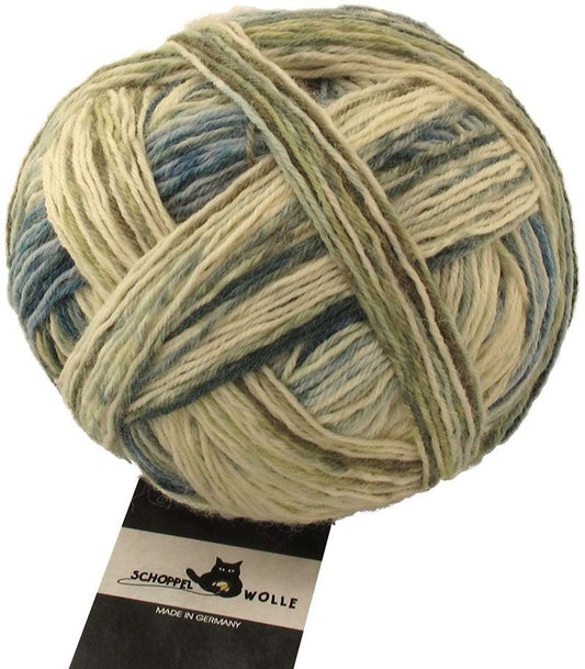Wunderklecks /Schoppel/ 100g #2139 "Skaista patina" 4-diegu zeķu dzija, ar bioloģiski noārdāmu poliesteru