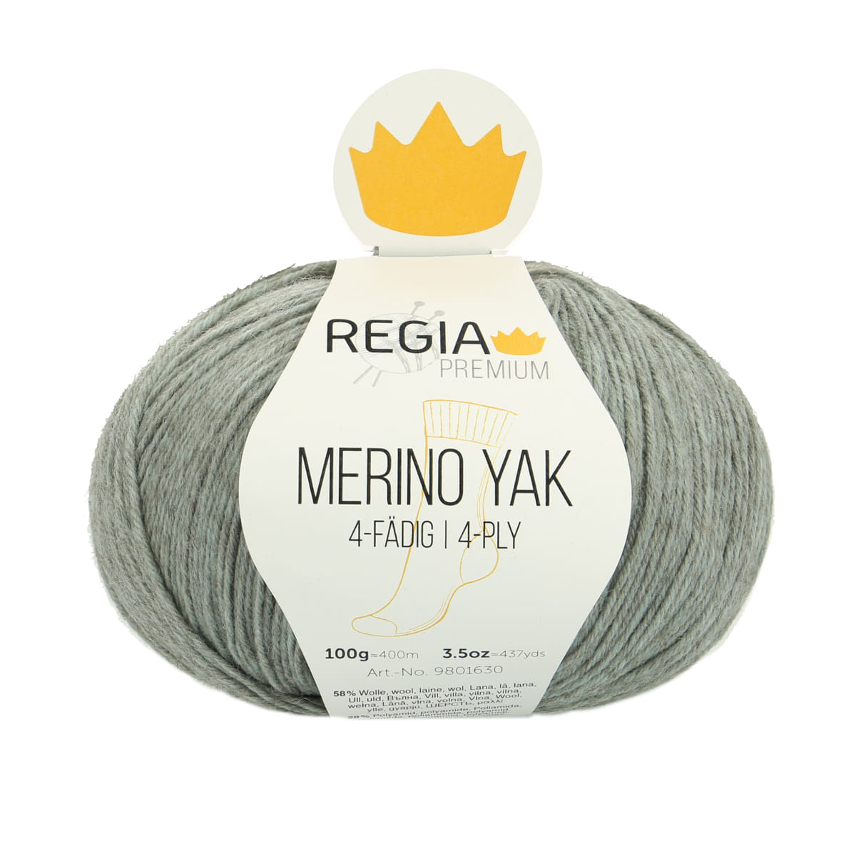 Regia Premium 4-diegu Merino Yak 100g #07513 "Merserizēta piparmētra"