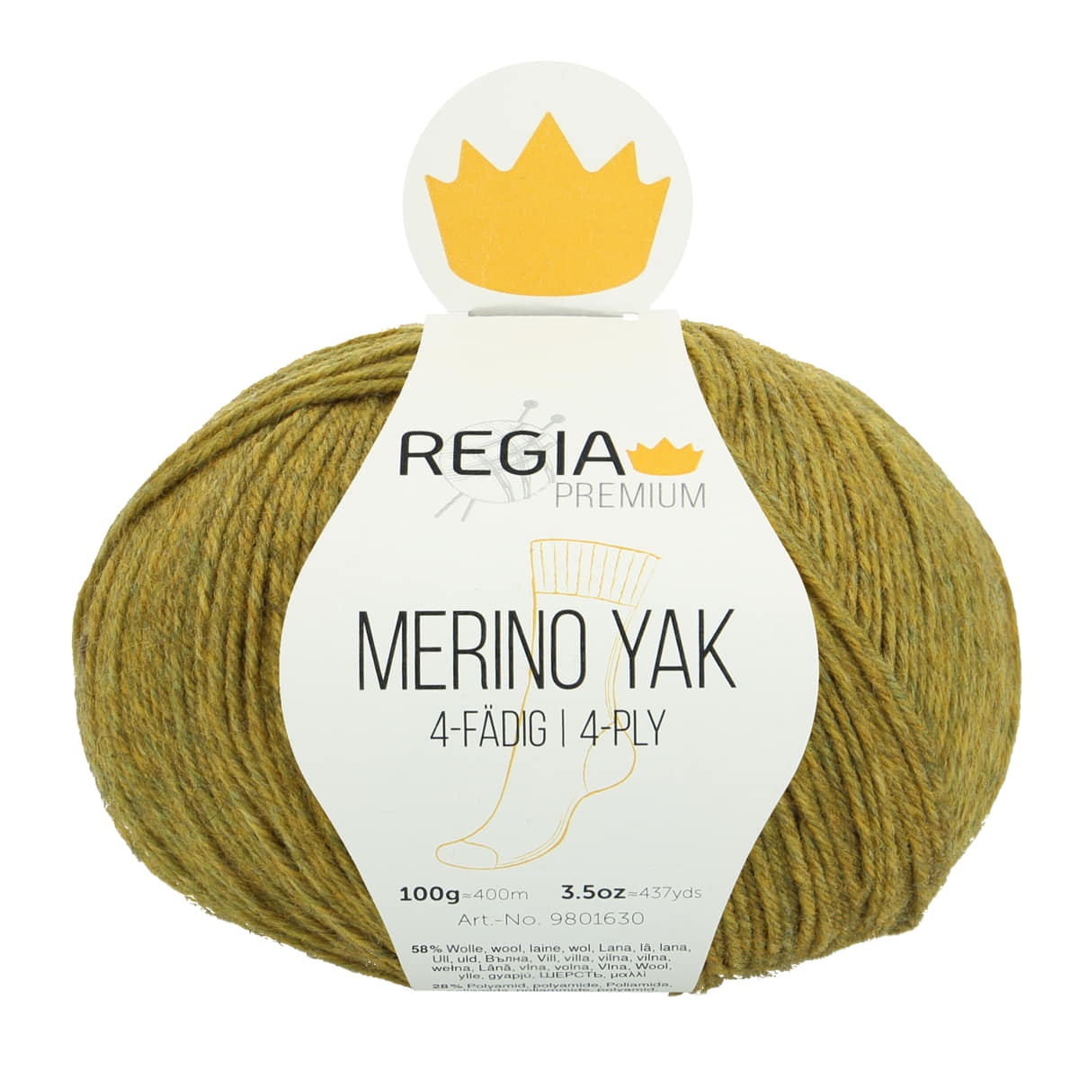 Regia Premium 4-diegu Merino Yak 100g #07516 "Zāles zaļš"
