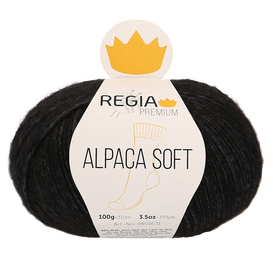 Regia Premium 4-diegu Alpaca Soft 100g #00099 "Merserizēts melns"