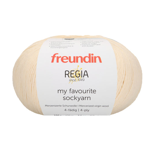 REGIA X FREUNDIN my favourite sockyarn 4-diegu 100g #00002 "Ziloņkauls" 