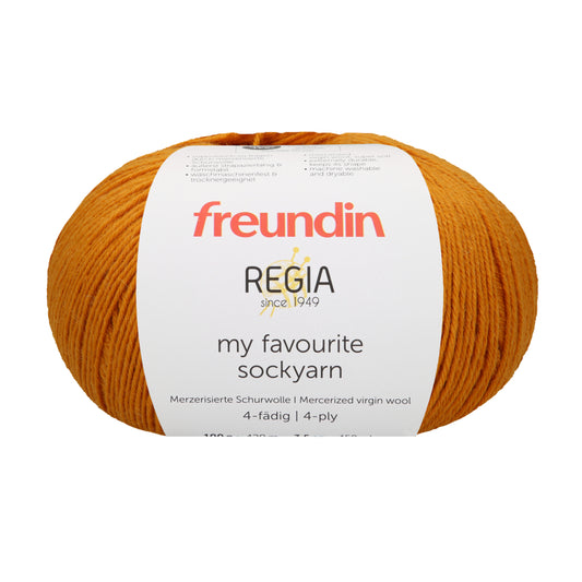 REGIA X FREUNDIN my favourite sockyarn 4-diegu 100g #00022 "Zelts"