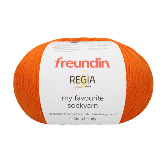 REGIA X FREUNDIN my favourite sockyarn 4-diegu 100g #00025 "Apelsīns"