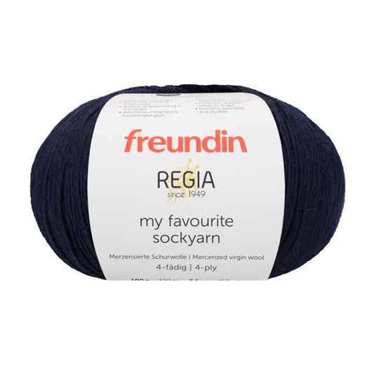 REGIA X FREUNDIN my favourite sockyarn 4-diegu 100g #00050 "Pusnakts"